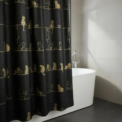 CORTINA DE BAÑO CON PROTECTOR